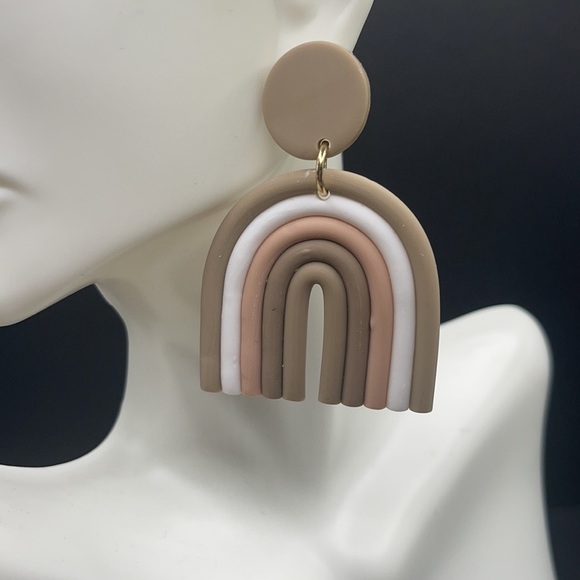 Clay Polymer Rainbow Earrings - Picture 2 of 4